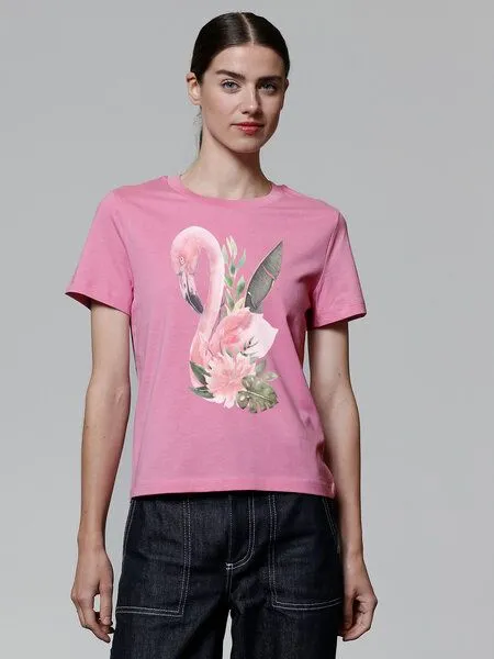 watapparel watapparel T-Shirt Frauen Flamingo mit Blumen, Bubble pink, – Produktbild 2 von 4