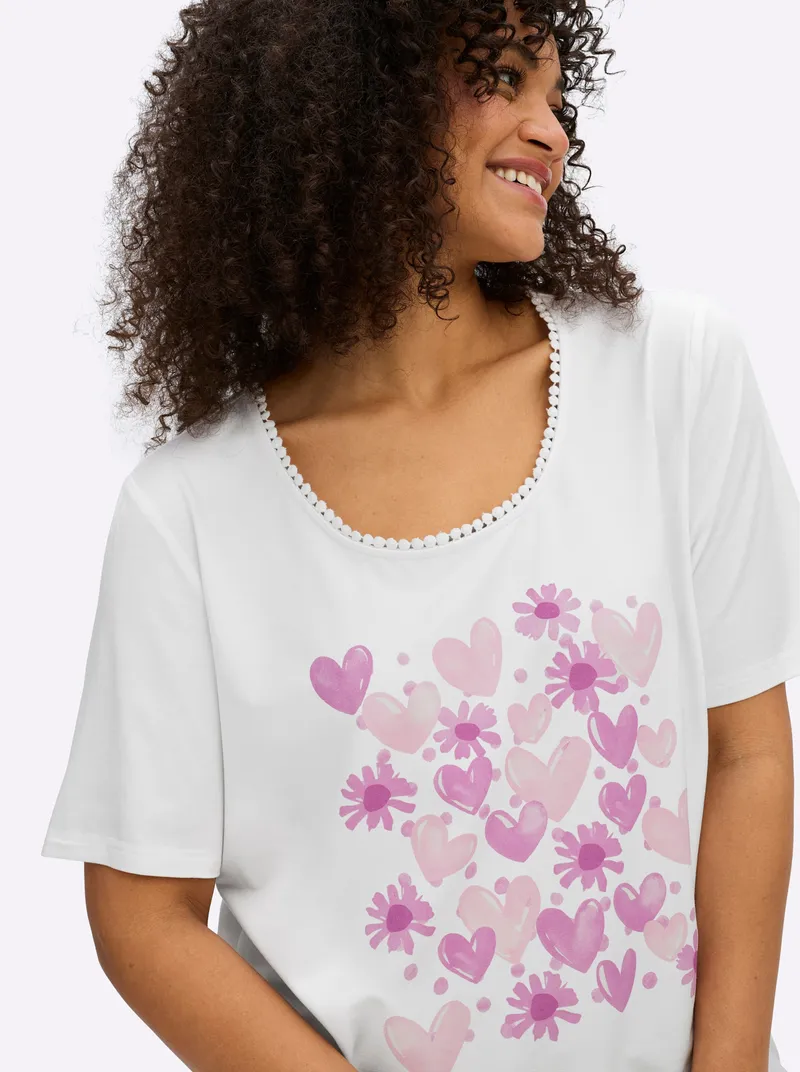 sheego Rundhalsshirt ecru-hellrosé, Ecru-hellrosé, – Produktbild 2 von 2