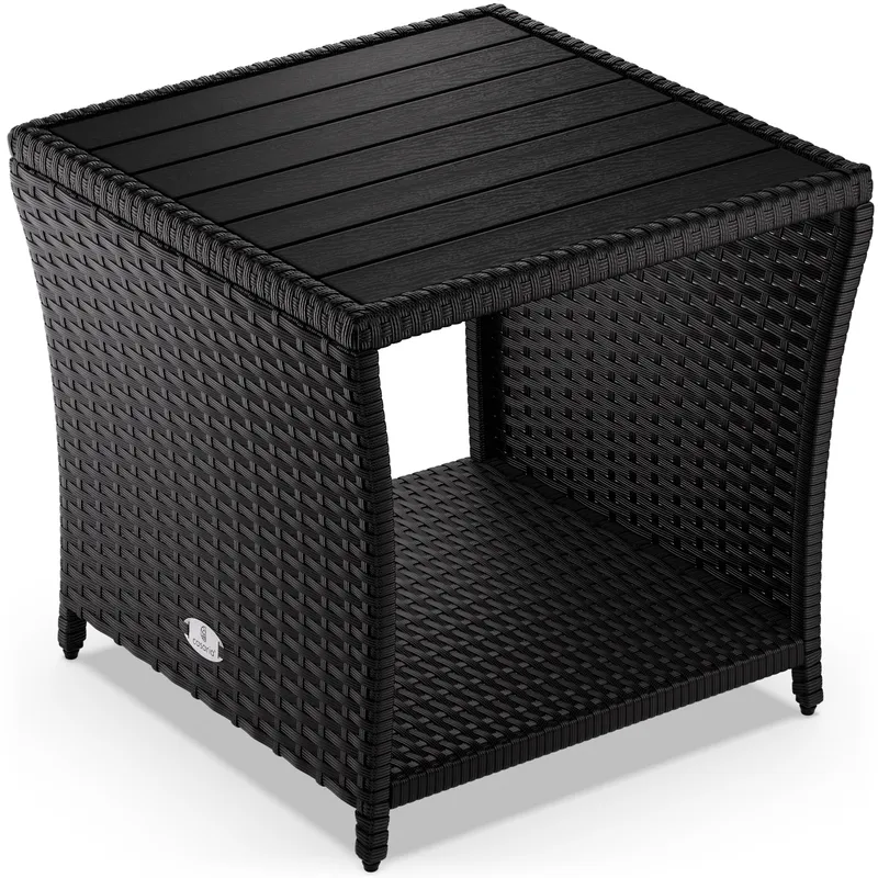 Casaria® Polyrattan Beistelltisch Vedis Schwarz 45x45x40cm, Schwarz, – Produktbild 1 von 2