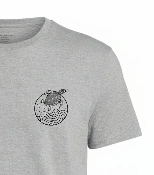 vis wear vis wear Schildkröte zwischen Ozean und Wellen – Unisex Recyceltes Tee, Grau, – Produktbild 3 von 3