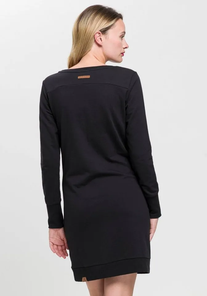 ragwear ragwear Sweatkleid MENITA O mit veganer 3 Knopf-Applikation, Schwarz, – Produktbild 2 von 4