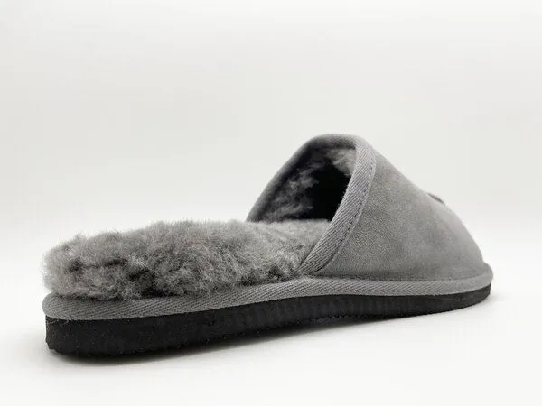 thies Pantoffel aus Schaffell "thies Grumpy Dad Slipper", fair produziert, Dark grey (dunkelgrau), – Produktbild 3 von 4