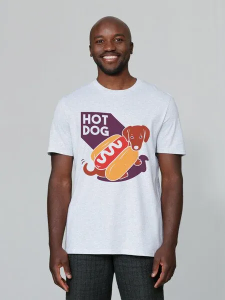 watapparel watapparel T-Shirt Unisex Hot Dog, Cool heather grey, – Produktbild 2 von 4