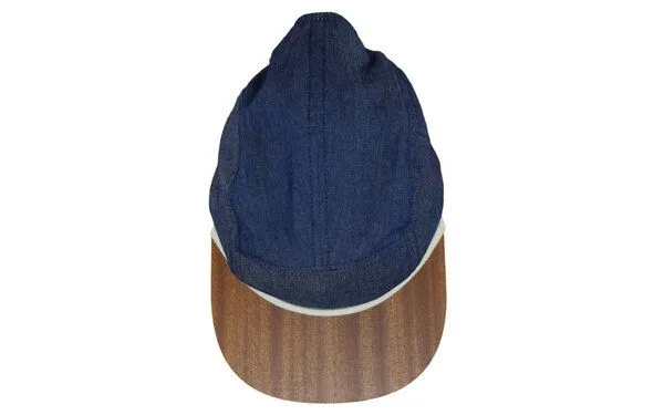 Lou-i Lou-i Jeans-Cap mit edlem Holzschild - Made in Germany - Denim Snapback, Dunkelblau, – Produktbild 3 von 4