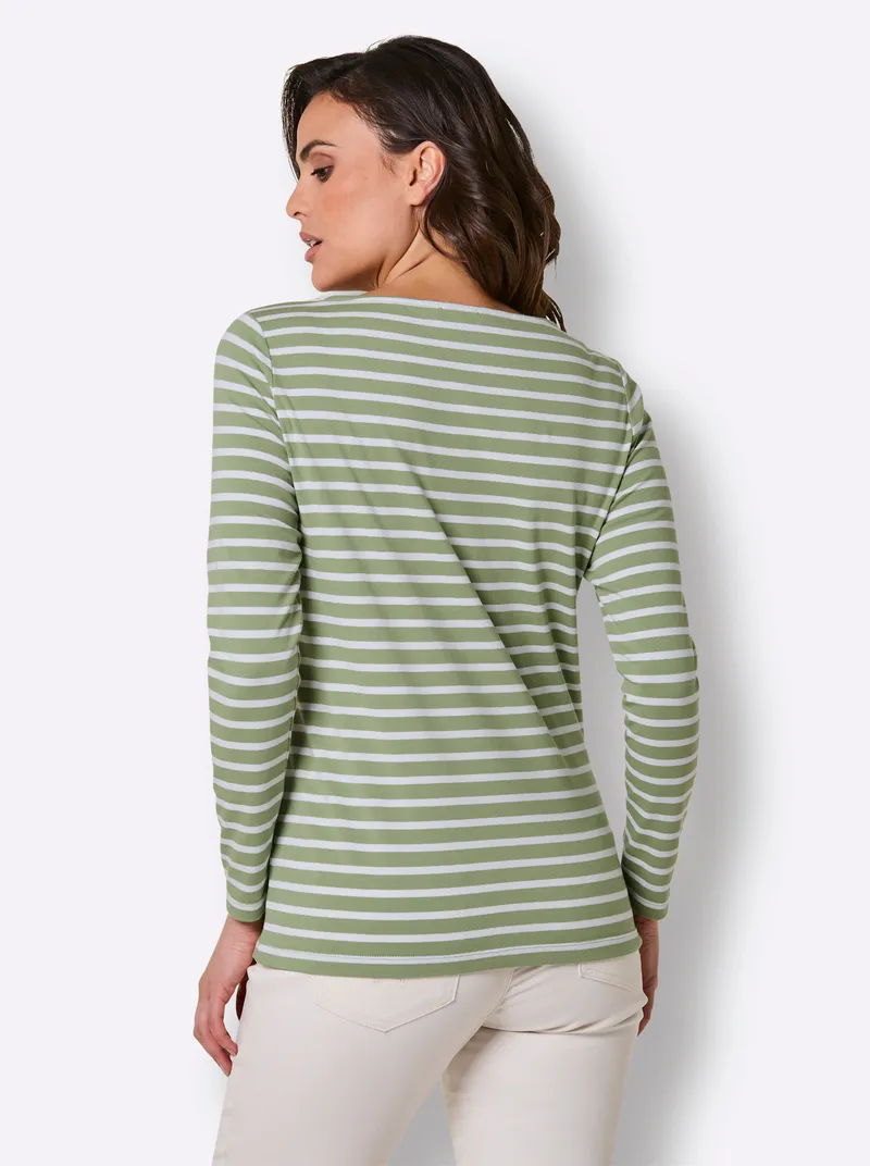 Ringelshirt, Eucalyptus-weiß-geringelt, – Produktbild 2 von 2