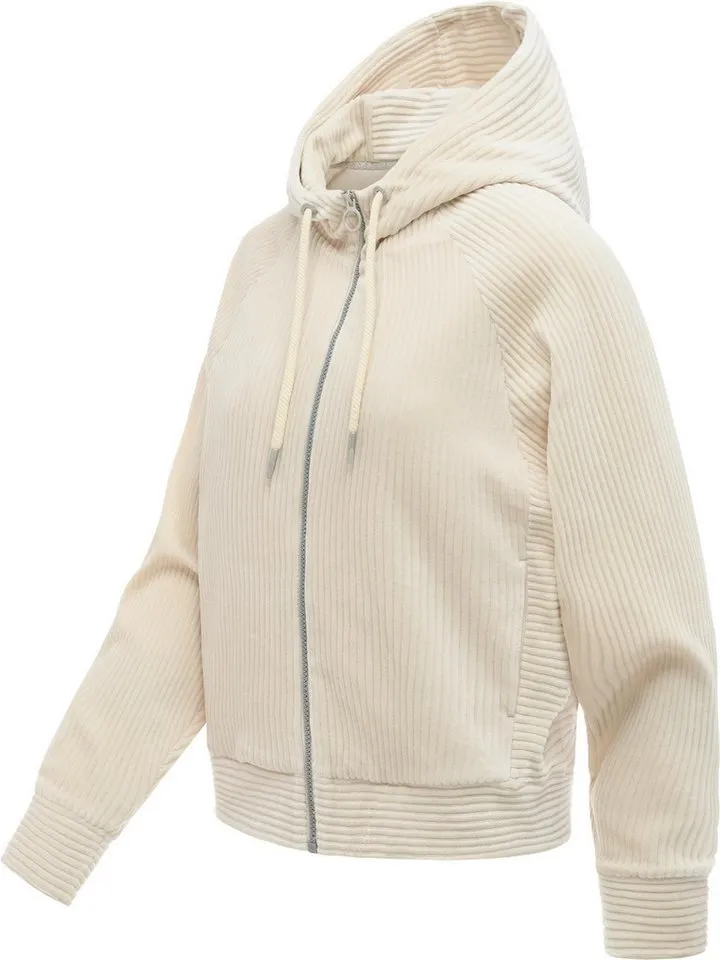 ragwear ragwear Sweatjacke Corduly Cordy Freizeitjacke Zip-Hoodie aus weichem Kord in Samt-Haptik, Braun, – Produktbild 3 von 4