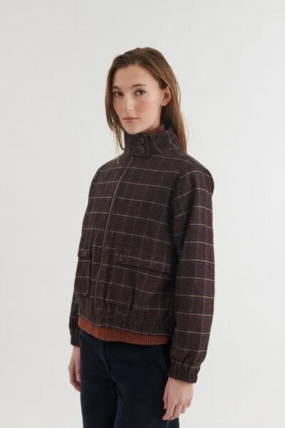 Basic Apparel Basic Apparel Karierte Oversize Jacke MISA aus Bio-Baumwolle, Braun-chicory-coffee, – Produktbild 3 von 4