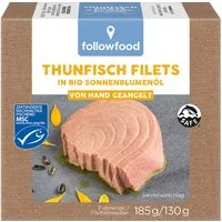 followfood followfood Thunfisch-Filets in Bio-Sonnenblumenöl, 185 g – Produktbild 1 von 1