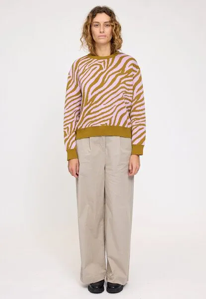 Mazine Mazine Baumwollstrickpullover Zebra, Olive-rosa, – Produktbild 3 von 4