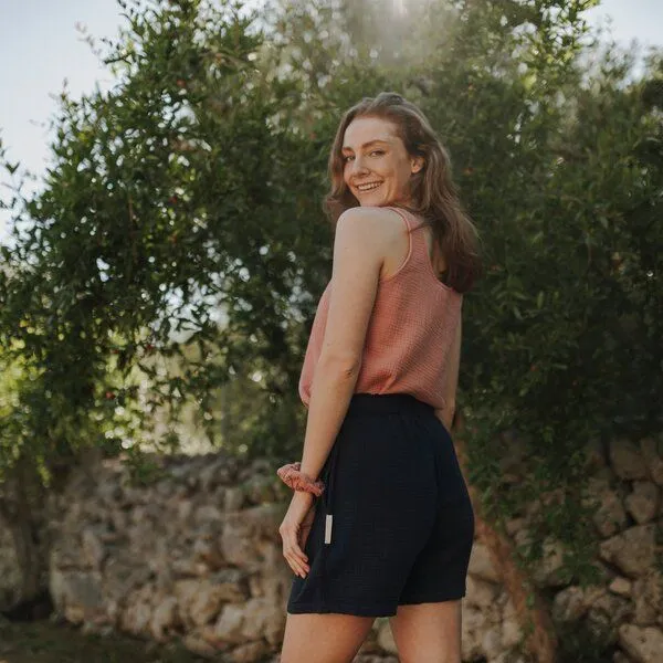 NORDLICHT NORDLICHT Musselin Shorts aus 100% Bio-Baumwolle LEJA, Blau, – Produktbild 4 von 4