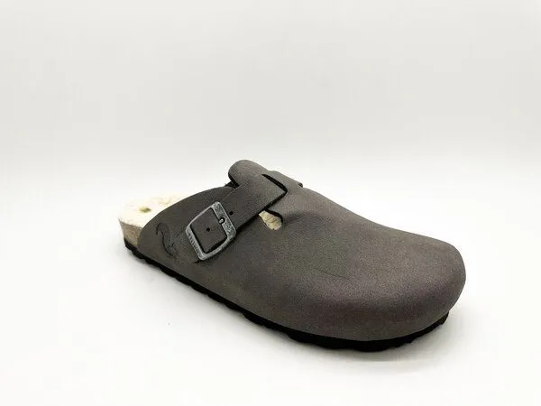 thies Vegane thies ® Eco Bio Warm Clogs aus rec. PET mit Kork-Tieffussbett, Charcoal (grau), – Produktbild 2 von 4