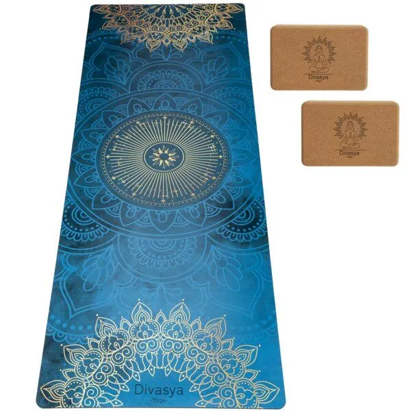 Divasya Divasya Yoga Starter-Set: Yogamatte mit Schutzhülle & 2 Blöcken, Nightfall blue, – Produktbild 1 von 4