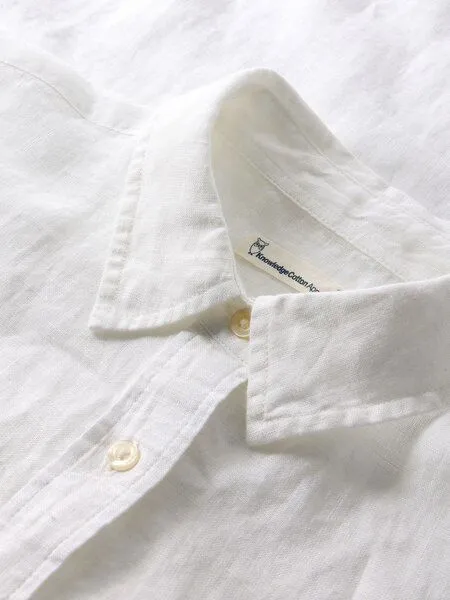KnowledgeCotton Apparel KnowledgeCotton Apparel ASTER faltbares Kurzarm-Leinenhemd - Bio-Leinen - GOTS/Vegan, Weiss (bright-white), – Produktbild 2 von 4