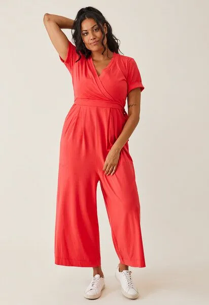 Boob Boob Umstands- und Stilloverall Amelia jumpsuit, Hibiscus red, – Produktbild 1 von 4