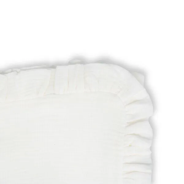 Hutch&Putch Hutch&Putch Musselin Kopfkissenbezug mit Rüschen - aus 100% Bio-Baumwolle - ideale Ergänzung zur Musselin Bettwäsche - atmungsaktiv und temperaturausgleichend, Off-white, – Produktbild 1 von 4