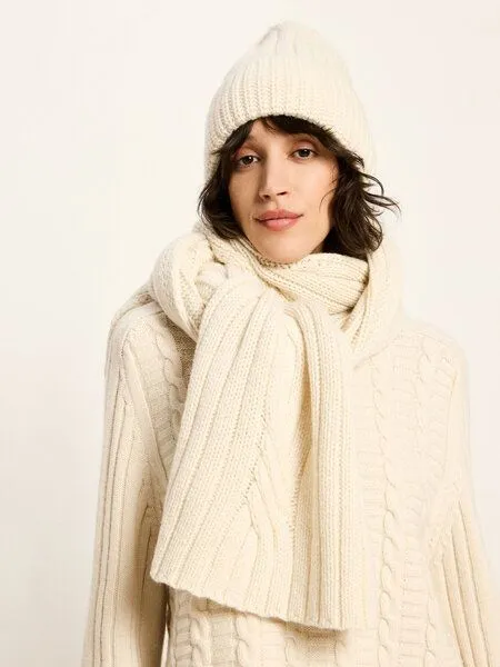 LANIUS LANIUS Strickmütze aus Bio-Schurwolle und Bio-Baumwolle, Off white, – Produktbild 2 von 4