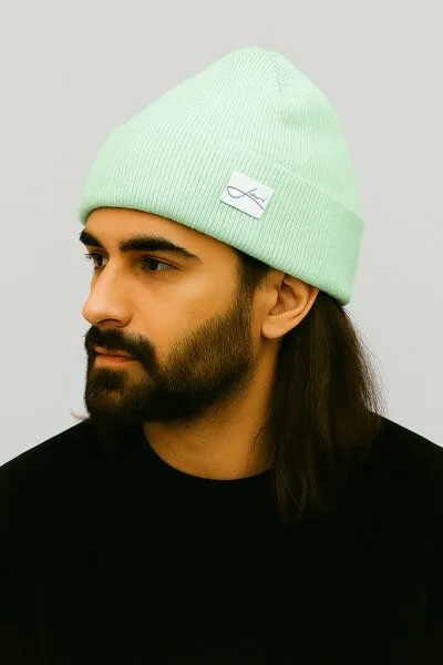 Lou-i Lou-i Baumwollmütze Made in Germany - Bequeme Wintermütze, Mint, – Produktbild 2 von 4