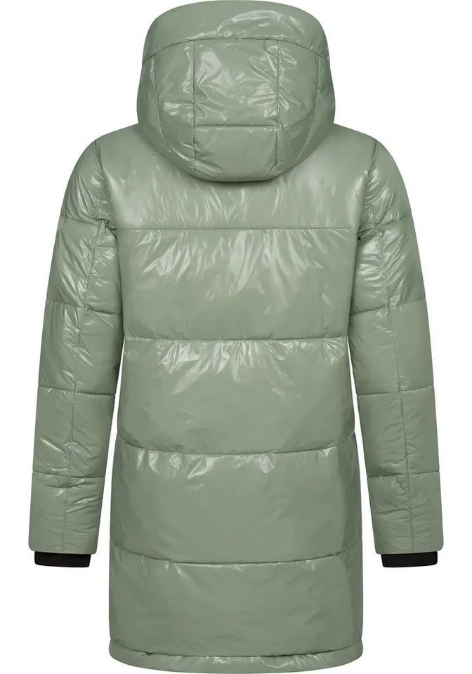 ragwear ragwear Wintermantel Roobie Long super stylischer, gänzender Damen Steppmantel, Grün, – Produktbild 3 von 4