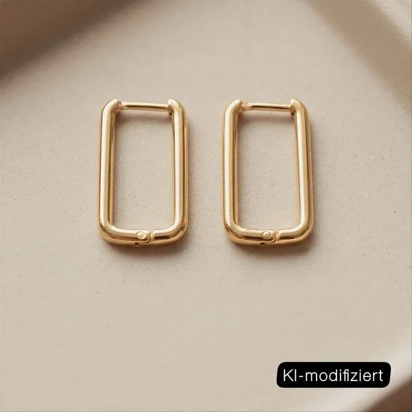 ELEKTROPULLI ELEKTROPULLI Geschlossene Rechteck Creolen ca. 20 mm x 13 mm, Gold, – Produktbild 1 von 3