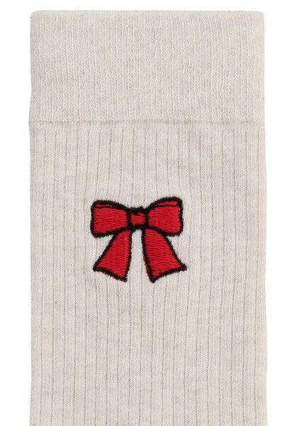 MELA MELA Gerippte Socken Stickerei Bundle, Candy cane / bow, – Produktbild 2 von 4