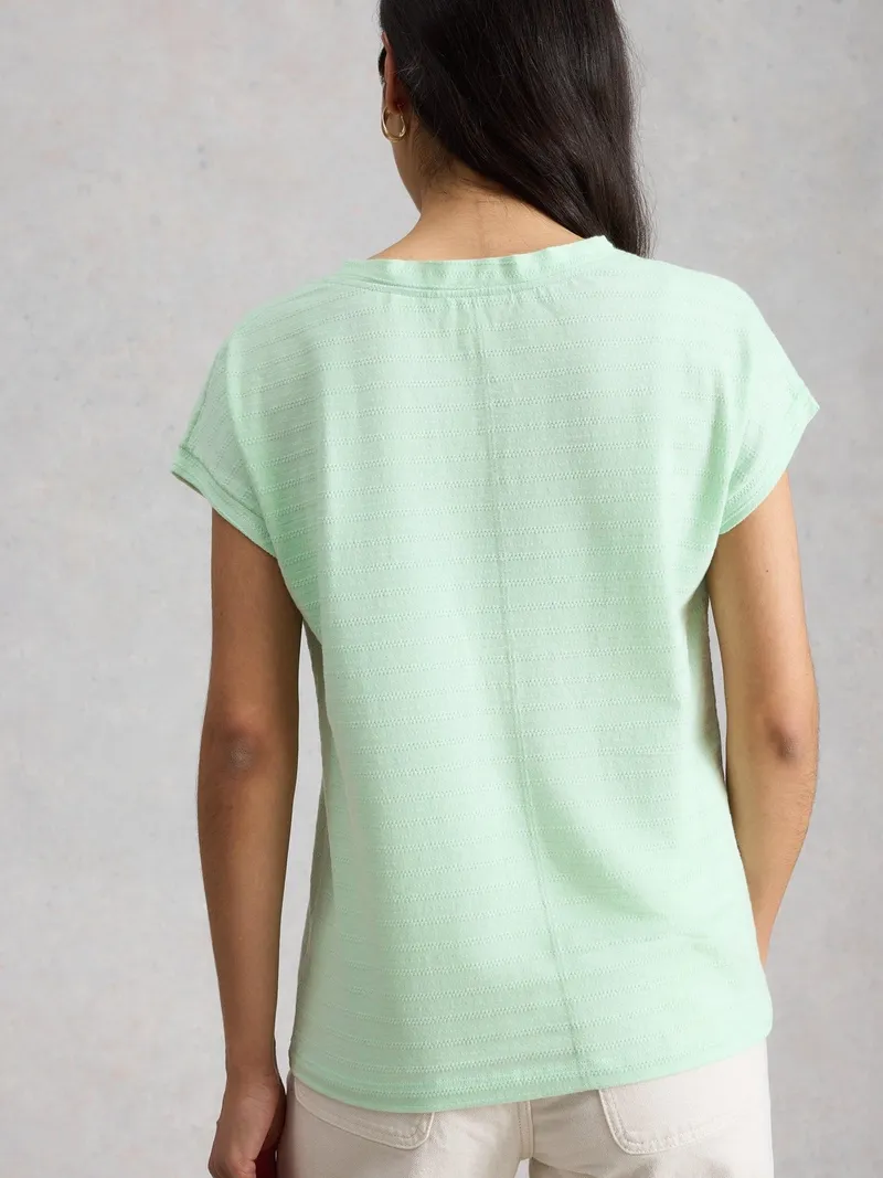 White Stuff T-Shirt Nelly mit Keilausschnitt - 42, Hellgrün, – Produktbild 4 von 4