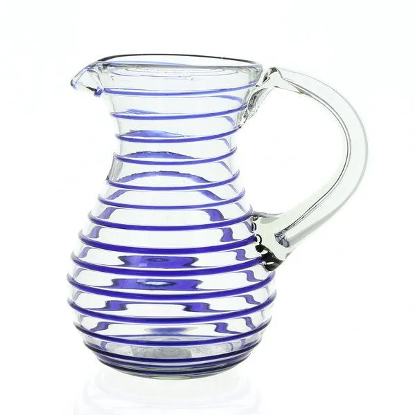 GLOBO Fair Trade GLOBO Fair Trade Krug Jarra aus Recyclingglas, mundgeblasen, Blaue spirale, – Produktbild 1 von 1