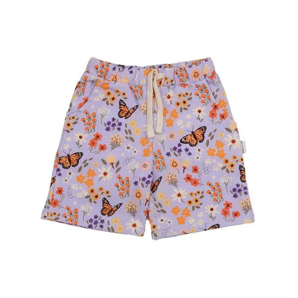Walkiddy Shorts Bio-Baumwolle elastisch – Walkiddy, Blumen & Schmetterlinge | hautfreundlich, nachhaltig produziert, vegan, schadstoffreduzierte Herstellung, pflegeleicht, Blau, – Produktbild 1 von 2