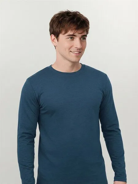 GreenBomb GREENBOMB Basic Base - Funktionales Longsleeve aus Merino-Wolle / Fair & Vegan, Blau (blue pine), – Produktbild 2 von 4