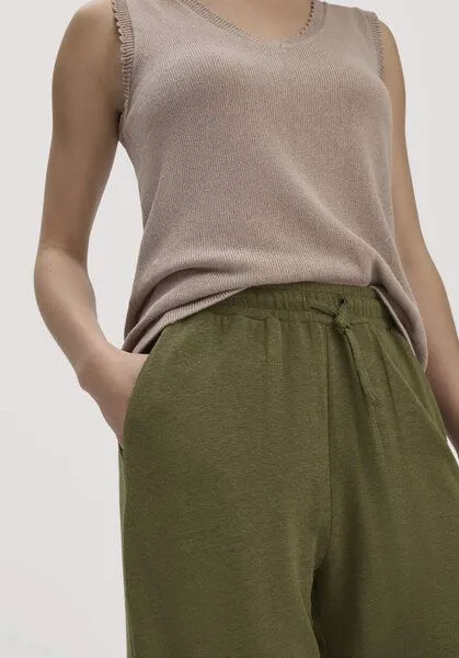 hessnatur hessnatur Jersey Hose Wide Leg Relaxed aus reiner Bio-Baumwolle mit Leinen, Goldoliv, – Produktbild 2 von 3