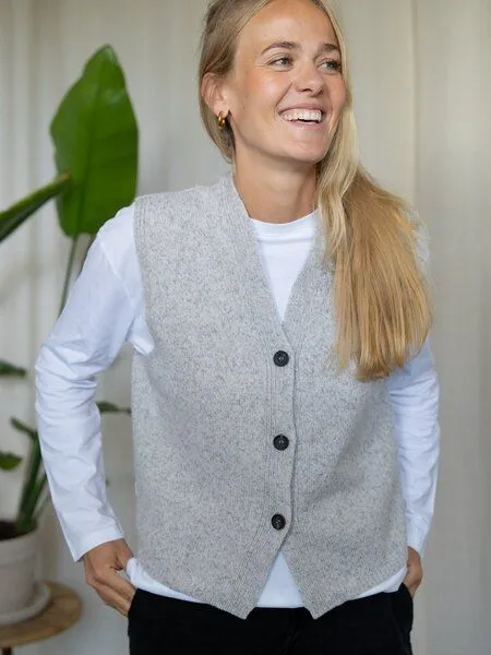 FUXBAU FUXBAU Frauen Merino Strickweste, Graumeliert, – Produktbild 4 von 4