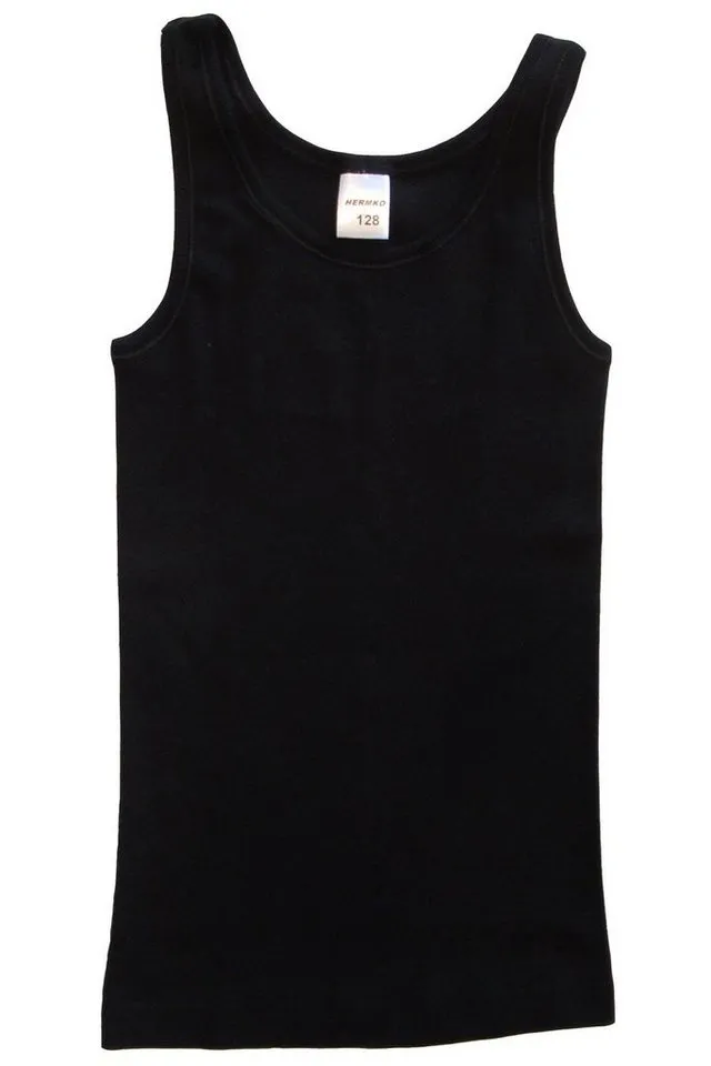 HERMKO Achseltop 2000 Bio-Baumwolle Tank Top Shirt weich basic breite Träger Feinripp, Schwarz, – Produktbild 1 von 1