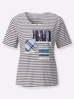 Witt Ringelshirt ecru-marine-bedruckt – Produktbild 1 von 1