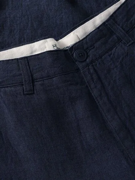 KnowledgeCotton Apparel KnowledgeCotton Apparel Chinohose CHUCK aus Bio-Leinen, Blau (yarndyed total eclipse), – Produktbild 3 von 3