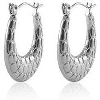 ELEKTROPULLI Ovale Creolen mit Animalprint Struktur, Cool & Schick in 18mm x 25mm von Elektropulli, Silber, – Produktbild 1 von 1