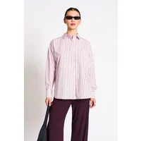 JAN N JUNE JAN 'N JUNE Damen vegan Hemd Oversized Mamro Hell Orchidee Gestreift – Produktbild 1 von 1