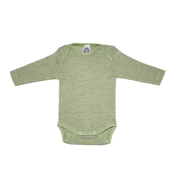 Cosilana Cosilana Baby-Body Langarm Bio Baumwolle kbT Wolle Seide, Gruen pflaume natur, – Produktbild 1 von 1