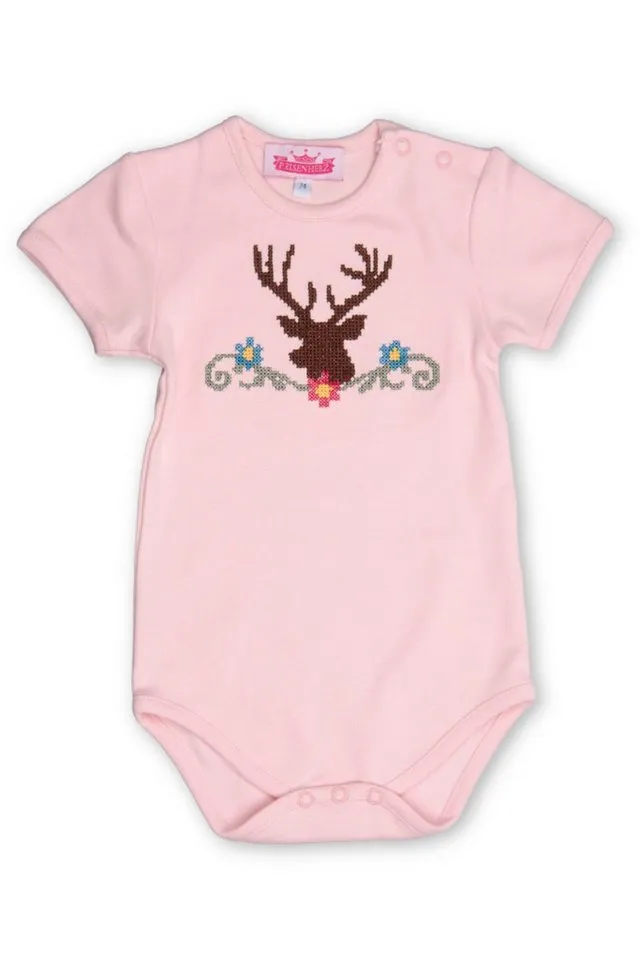P.Eisenherz Trachtenkleid Baby Body - HIRSCH-STICKEREI, Rosa, – Produktbild 2 von 4