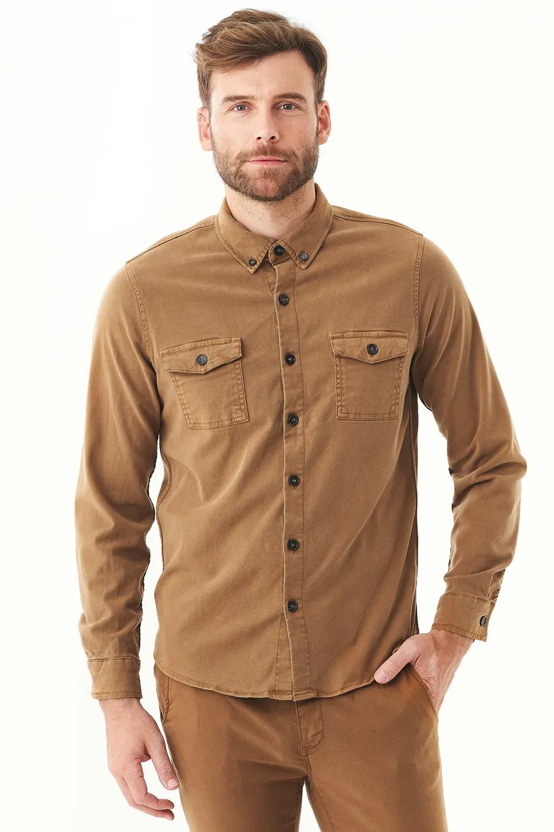 ORGANICATION ORGANICATION Herren vegan Hemd Tencel Baumwolle Armeebraun, Braun, – Produktbild 2 von 2