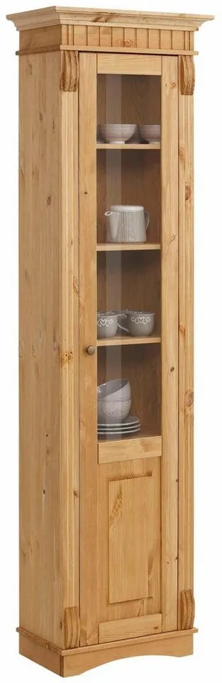 OTTO home Vitrine Teresa (Maße (B/T/H): ca. 55/32/193 cm) mit 1 Glastür, Höhe 193 cm, aus massiver Kiefer, FSC®, Beige, – Produktbild 2 von 5