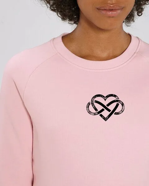 Human Family Human Family Bio Damen Rundhals Sweatshirt "Feel - Endless Love" - in 7 Farben, Cotton-pink, – Produktbild 2 von 4