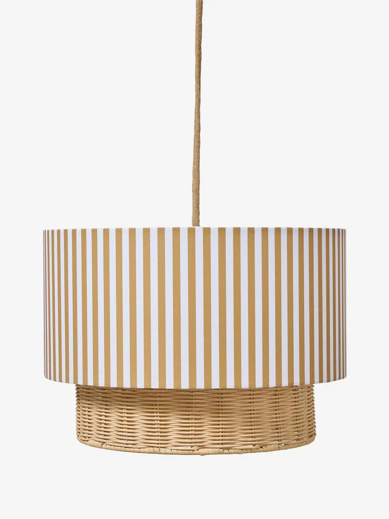 Vertbaudet Rattan-Lampenschirm STREIFEN doppellagig Kinderzimmer, Karamell, – Produktbild 2 von 4