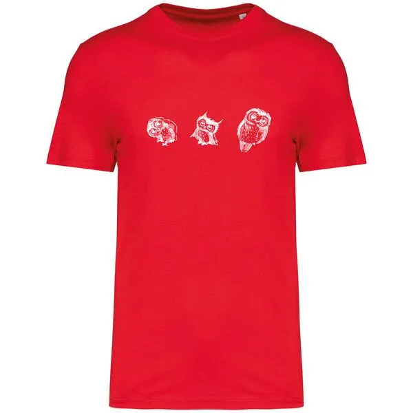 Greenspired Greenspired Basic Bio T-Shirt Three Owls 155g/m² XXS - 4 XL", Mohnrot, – Produktbild 1 von 1