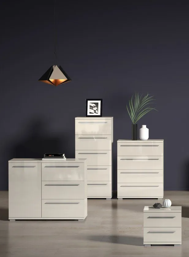 OTTO home Schubkastenkommode Piano, mit 4 oder 5 Schubladen, FSC-zertifizierter Holzwerkstoff, UV lackiert hochglänzend,Soft-Close Funktion, in 2 Breiten und 2 Höhen, Beige, – Produktbild 7 von 8