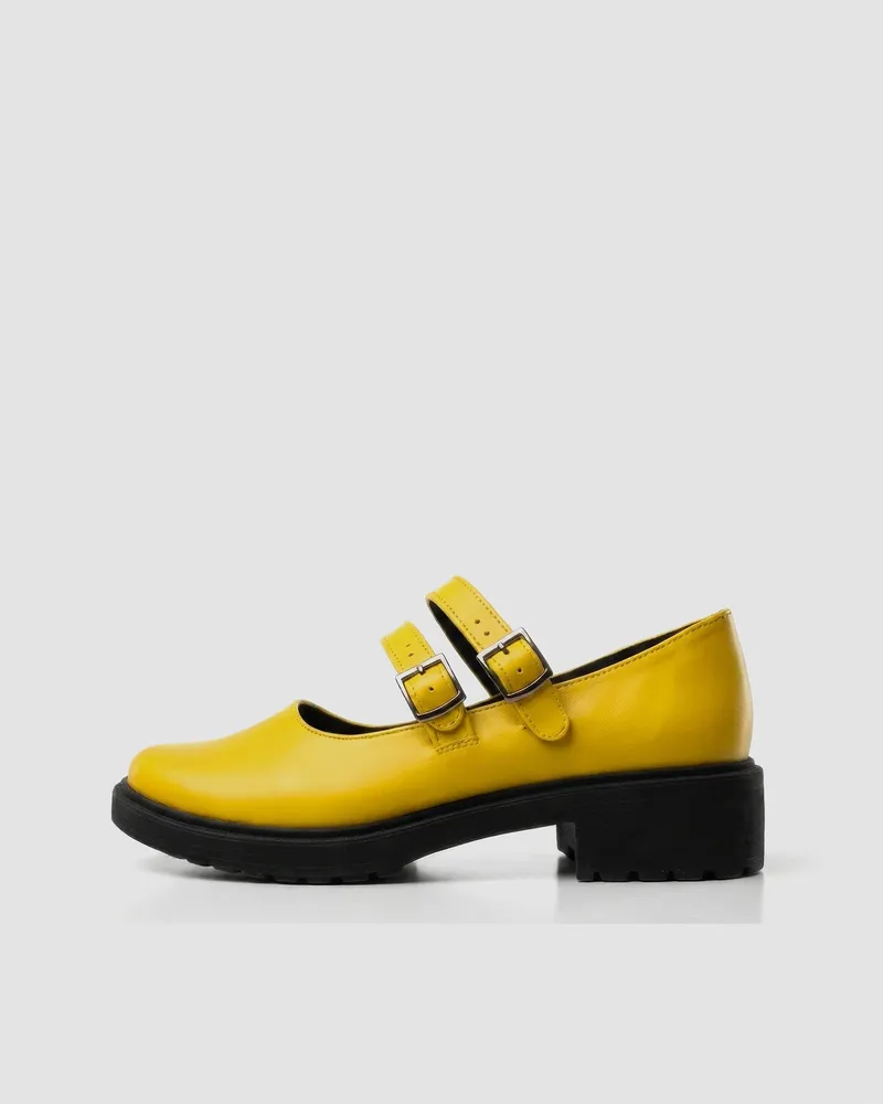 BOHEMA BOHEMA Damen vegan Ballerinas Mary Jane Twin Gelb, Gelb, – Produktbild 1 von 2