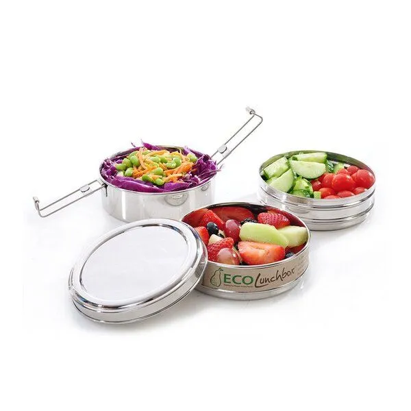 ECOlunchbox ECOlunchbox Tri Bento, 3-teilige Runddose aus Edelstahl – Produktbild 3 von 4