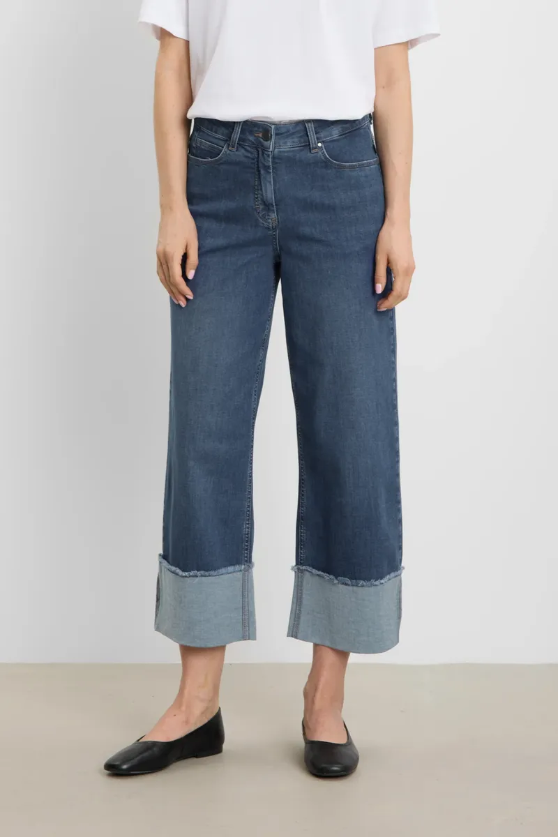 LAURIE LAURIE Damen vegan Jeans Carol Turn Up Loose Crop Washed Blau, Dunkelblau, – Produktbild 2 von 2