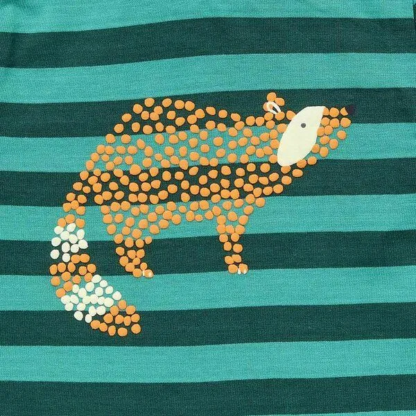 Sense Organics Sense Organics Baby Langarmshirt, Modell ELAN, Petrolgrün geringelt mit waschbär, – Produktbild 4 von 4