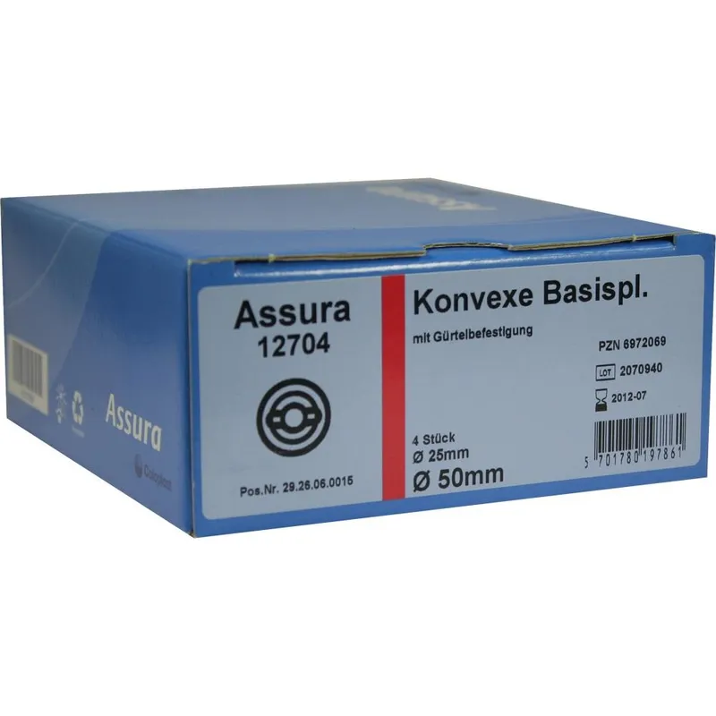 Coloplast ASSURA Basisp.konvex RR50 25mm m.Gürtelb. 4 St Basisplatte – Produktbild 1 von 1