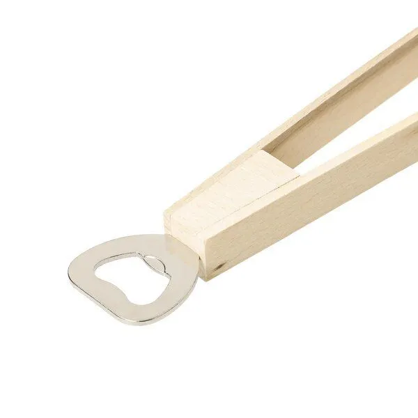 elasto elasto Grillzange aus Holz mit Flaschenöffner, Natur, – Produktbild 4 von 5