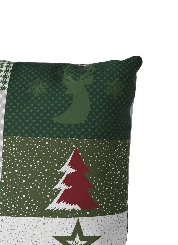 OTTO home Bettwäsche Nicholas, Linon, 2 teilig, Weihnachtsbettwäsche, Winter, in 3 Qualitäten verfügbar, Grün, – Produktbild 7 von 8